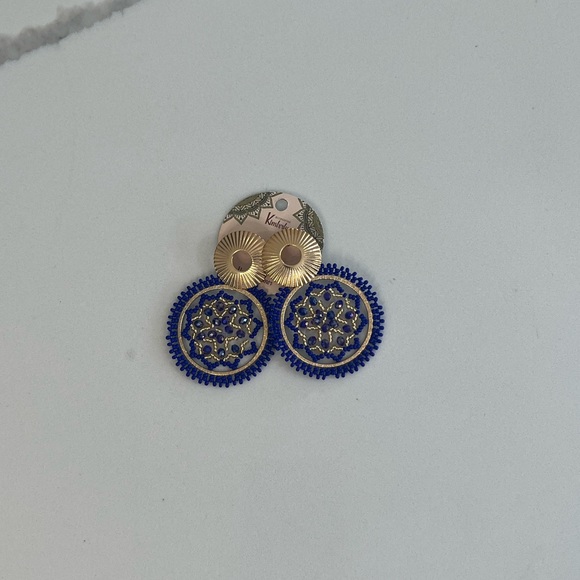 Beautiful Brand New With Tags Blue and Gold Earrings - Picture 3 of 5